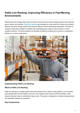 Pallet Live Racking Improving Efficiency in Fast-Moving Environments