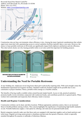 The Benefits of Renting Portable Bathrooms in Riverside for Building Sites