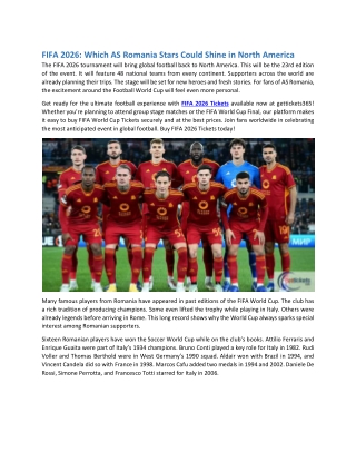 FIFA 2026 Which AS Romania Stars Could Shine in North America