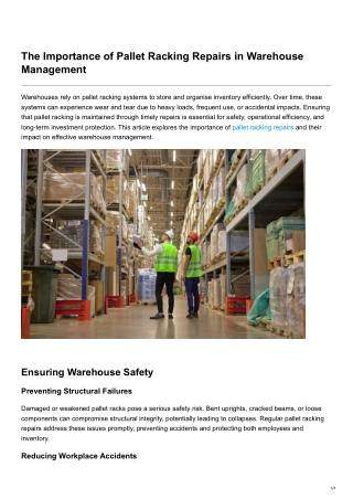 The Importance of Pallet Racking Repairs in Warehouse Management