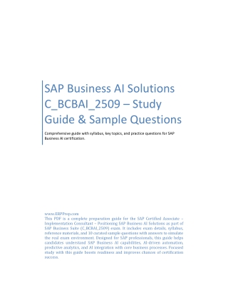 SAP Business AI Solutions C_BCBAI_2509 – Study Guide & Sample Questions