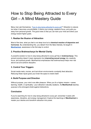 How to Stop Being Attracted to Every Girl