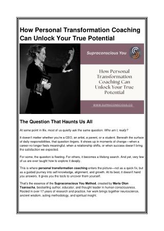 How Personal Transformation Coaching Can Unlock Your True Potential