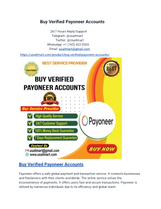 Buy Verified Payoneer Accounts