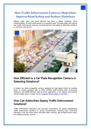 How Traffic Enforcement Cameras Help Cities Improve Road Safety and Reduce Viola