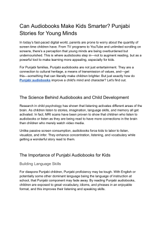 Can Audiobooks Make Kids Smarter_ Punjabi Stories for Young Minds