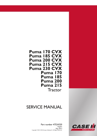 CASE IH Puma 215 Tractor Service Repair Manual Instant Download 6
