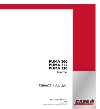 CASE IH PUMA 215 Tractor Service Repair Manual Instant Download
