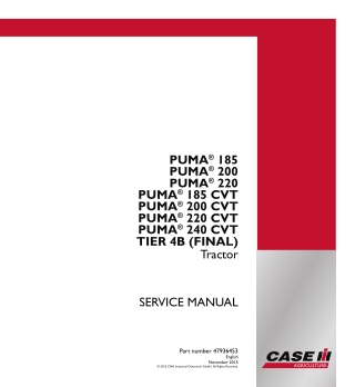 CASE IH PUMA 220 CVT TIER 4B (FINAL) Tractor Service Repair Manual Instant Download