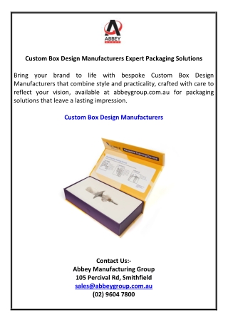 Custom Box Design Manufacturers Expert Packaging Solutions