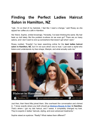 Best Ladies Haircut Salon in Hamilton, NZ | Akshara Beauty & Hair