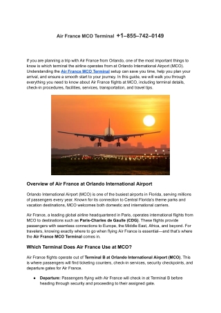 Air France MCO Terminal  1–855–742–0149