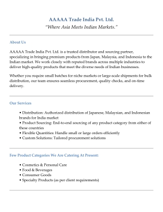 AAAAA Trade B2B Profile