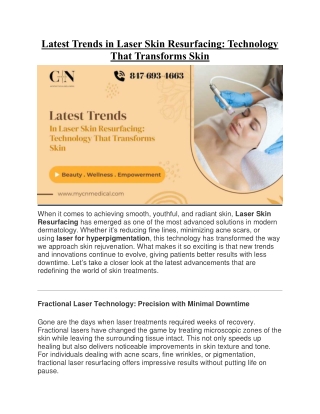 Latest Trends in Laser Skin Resurfacing: Technology That Transforms Skin