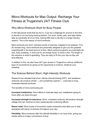 Micro-Workouts for Max Output_ Recharge Your Fitness at Truganina's 24_7 Fitness Club