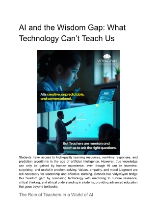 AI and the Wisdom Gap-What Technology Can’t Teach Us