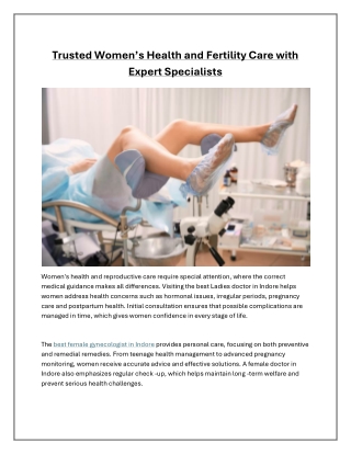 Trusted Women’s Health and Fertility Care with Expert Specialists