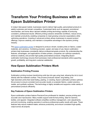 Epson Sublimation Printer