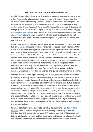 Best Digital Marketing Classes in Pune and How to Join