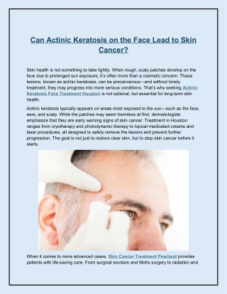 Can Actinic Keratosis on the Face Lead to Skin Cancer