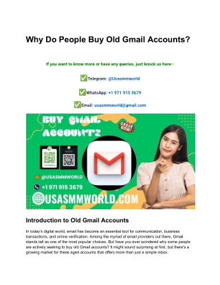 Why Do People Buy Old Gmail Accounts