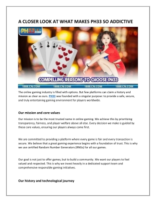 A CLOSER LOOK AT WHAT MAKES PH33 SO ADDICTIVE