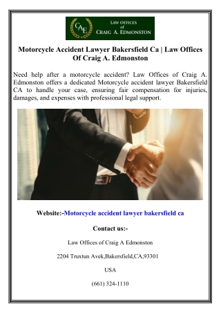 Motorcycle Accident Lawyer Bakersfield Ca  Law Offices Of Craig A. Edmonston