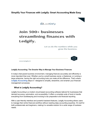 Streamline Your Finances with Ledgify Accounting Solutions for Businesses