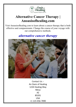Alternative Cancer Therapy | Anoasisofhealing.com