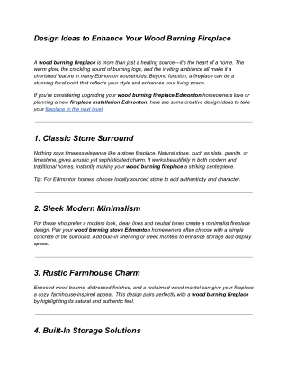 Design Ideas to Enhance Your Wood Burning Fireplace