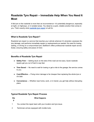Roadside Tyre Repair – Immediate Help When You Need It Most
