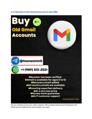 31.31 Best Place To Buy Old Gmail Accounts (IT Zone SMM)