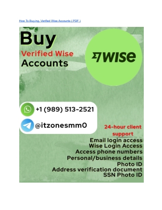 How To Buy,ing, Verified Wise Accounts ( PDF )