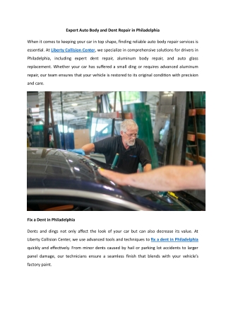 Expert Auto Body and Dent Repair in Philadelphia