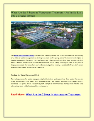 What Are the 7 Steps in Wastewater Treatment? An Inside Look into a Crucial Proc