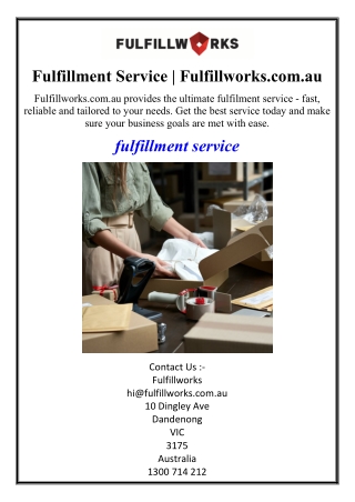 Fulfillment Service | Fulfillworks.com.au
