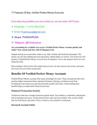 *88 Features Of Buy, Verified Perfect Money Accounts