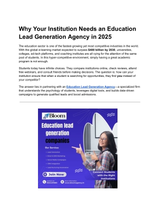 Why Your Institution Needs an Education Lead Generation Agency in 2025