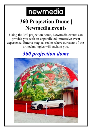 360 Projection Dome | Newmedia.events