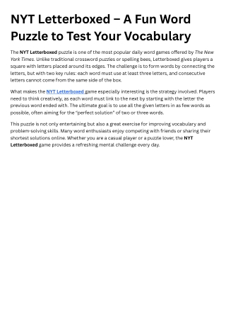 NYT Letterboxed – A Fun Word Puzzle to Test Your Vocabulary