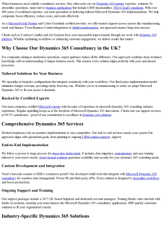 INO Cloud Consultants Dynamics 365 consultancy UK