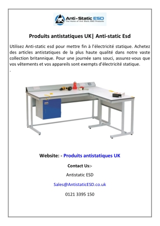 Produits antistatiques UK Anti-static Esd