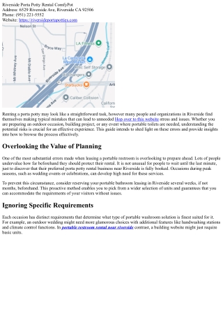 Leading Mistakes to Prevent When Renting a Porta Potty Near Riverside