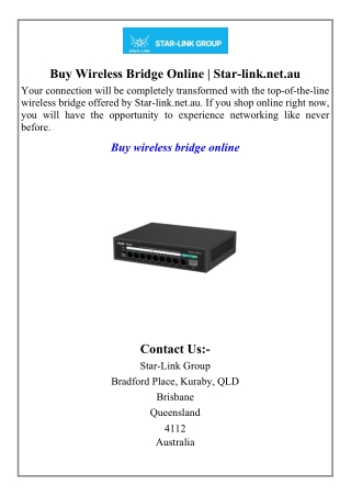 Buy Wireless Bridge Online  Star-link.net.au
