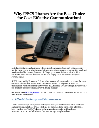 Why iPECS Phones Are the Best Choice for Cost-Effective Communication?