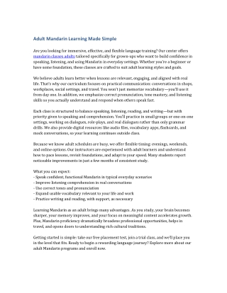 Adult Mandarin Classes for Beginners & Professionals | MCC