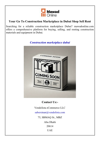 Your Go To Construction Marketplace in Dubai Shop Sell Rent