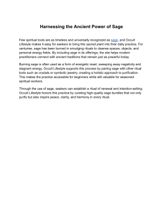 Harnessing the Ancient Power of Sage