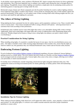 Brighten Up Your Patio: Holiday Lighting Trends in Richmond BC