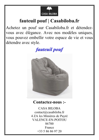 fauteuil pouf | Casabiloba.fr